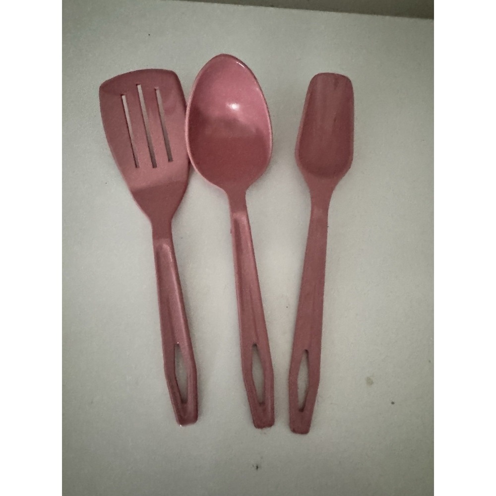 Tupperware Dusty Rose Pink Serving Spoon and Ladle Great Condition Set Of 3